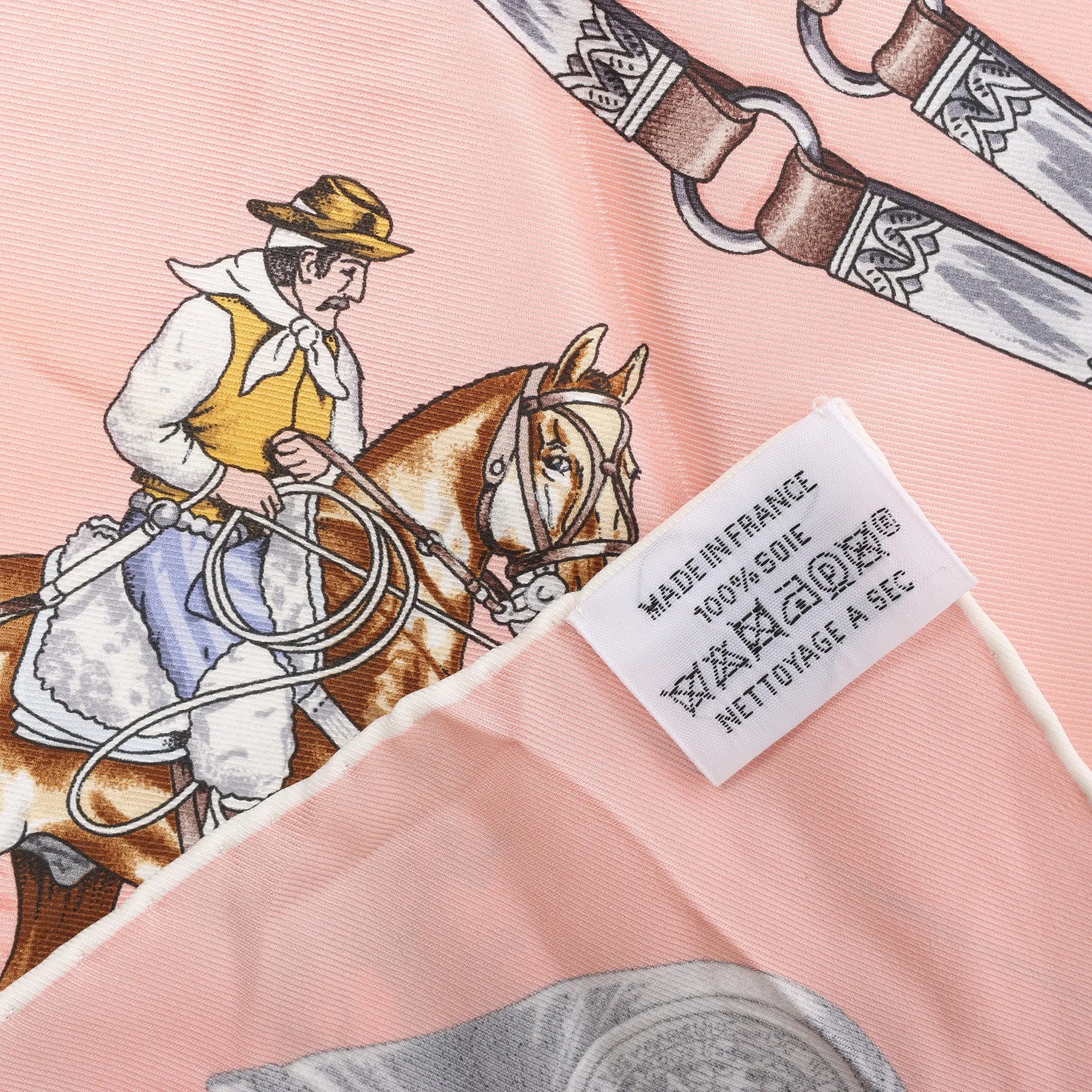Hermès Carré 70 "Pampa prairie" Silk handkerchief in Pink