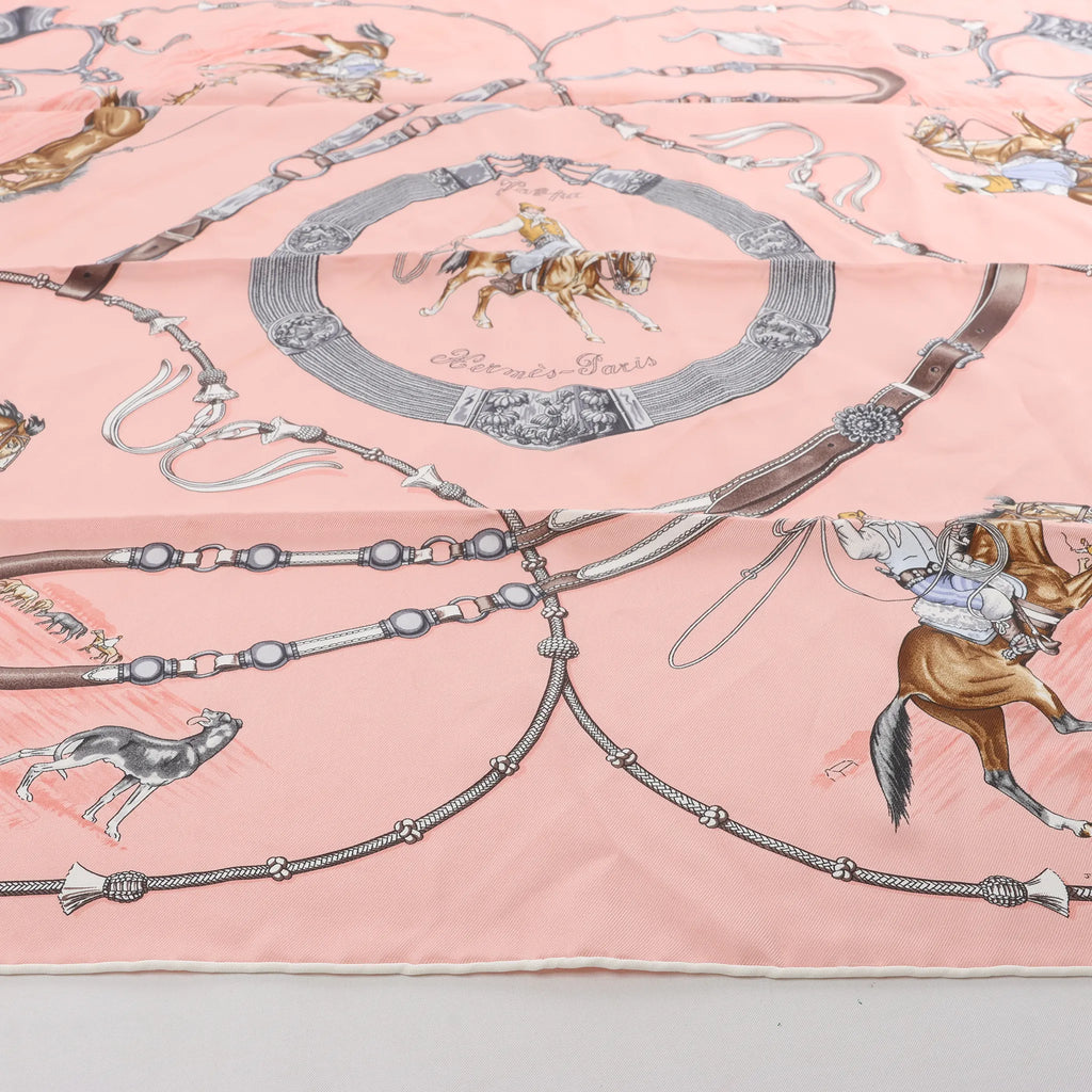 Hermès Carré 70 "Pampa prairie" Silk handkerchief in Pink