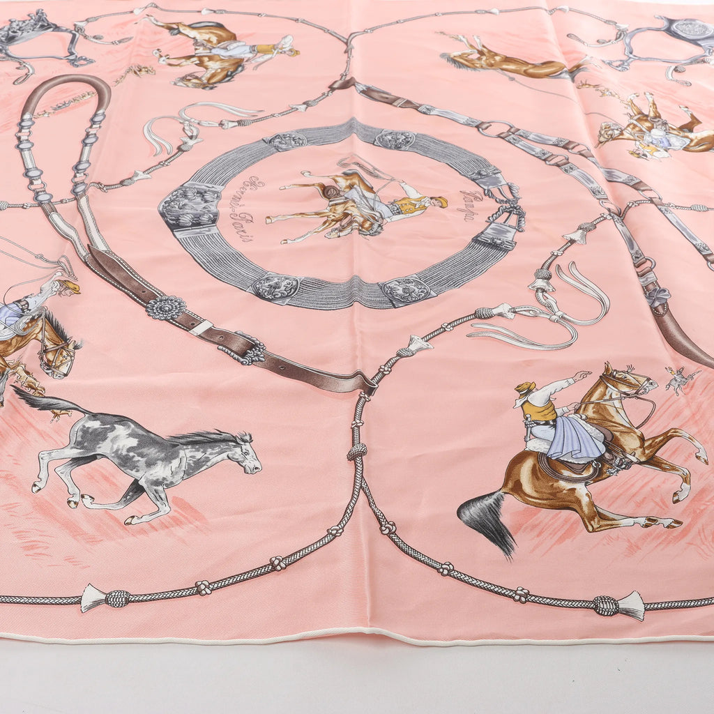 Hermès Carré 70 "Pampa prairie" Silk handkerchief in Pink