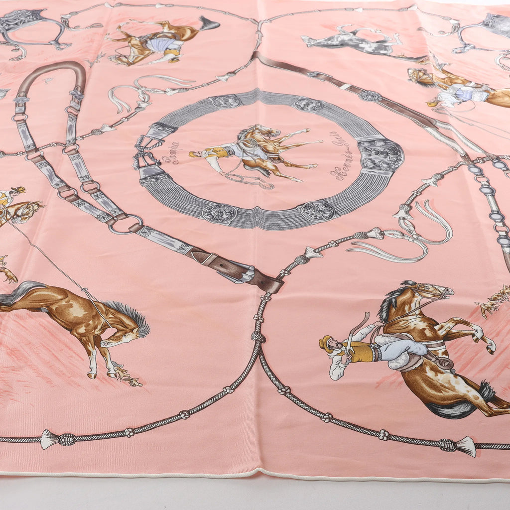 Hermès Carré 70 "Pampa prairie" Silk handkerchief in Pink