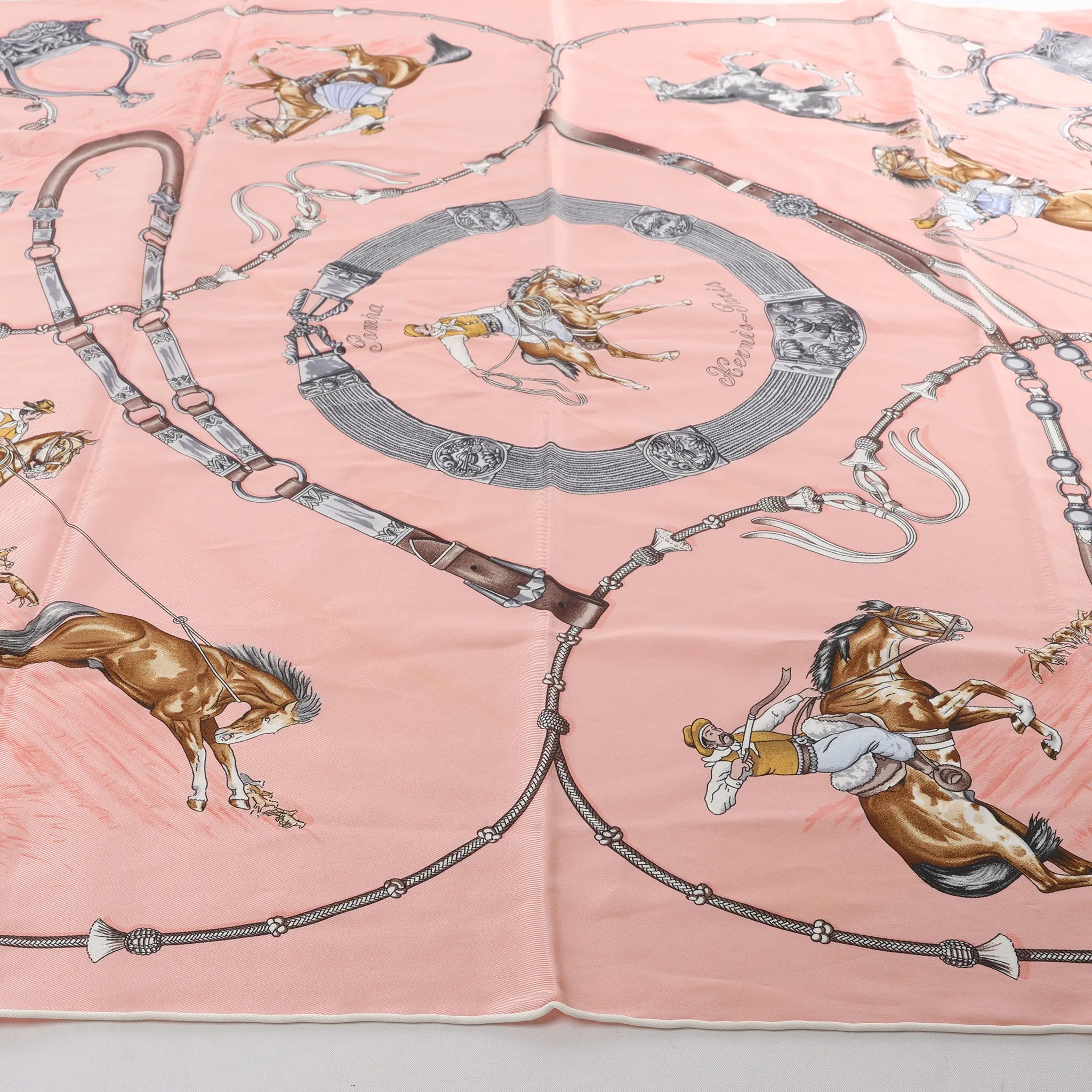 Hermès Carré 70 "Pampa prairie" Silk handkerchief in Pink