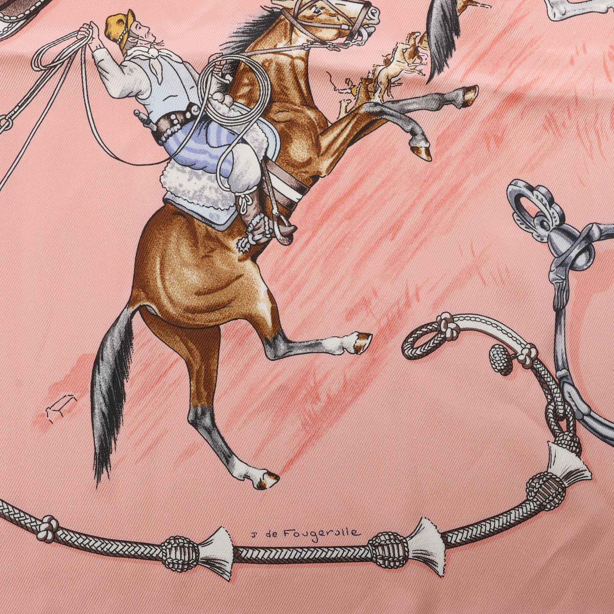 Hermès Carré 70 "Pampa prairie" Silk handkerchief in Pink
