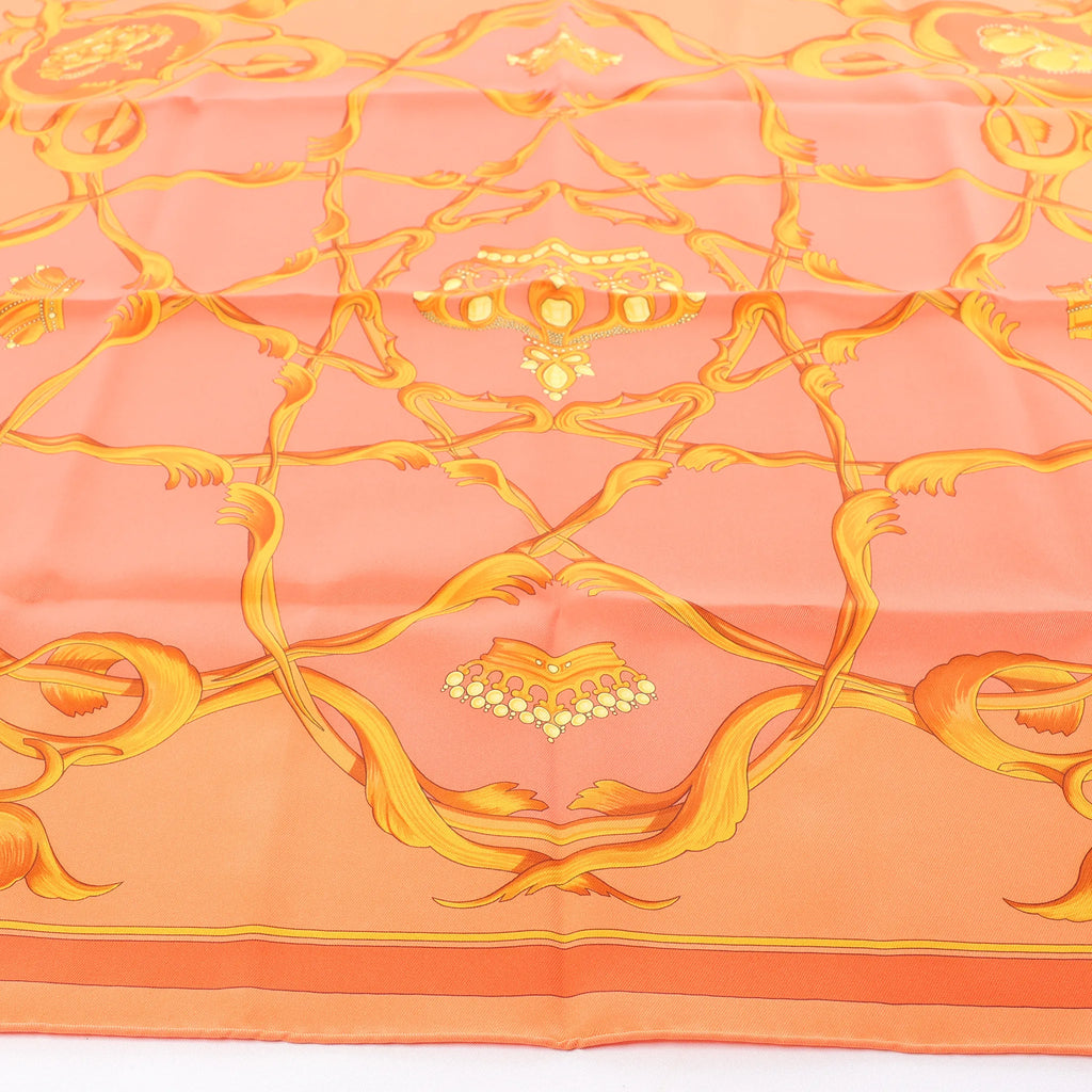 Hermès Carré 70 "VINTAGE CROWN" Silk handkerchief in Orange