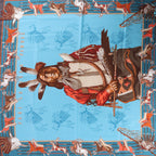 Pañuelo de seda Hermès Carré 70 "soleil de soie" en azul