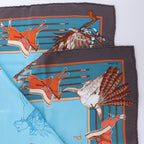 Pañuelo de seda Hermès Carré 70 "soleil de soie" en azul