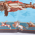 Pañuelo de seda Hermès Carré 70 "soleil de soie" en azul