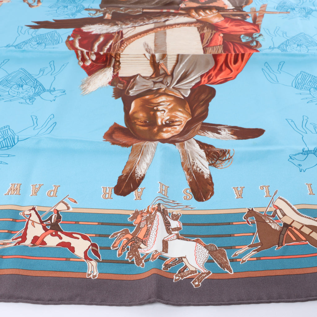 Pañuelo de seda Hermès Carré 70 "soleil de soie" en azul