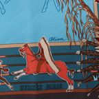 Pañuelo de seda Hermès Carré 70 "soleil de soie" en azul