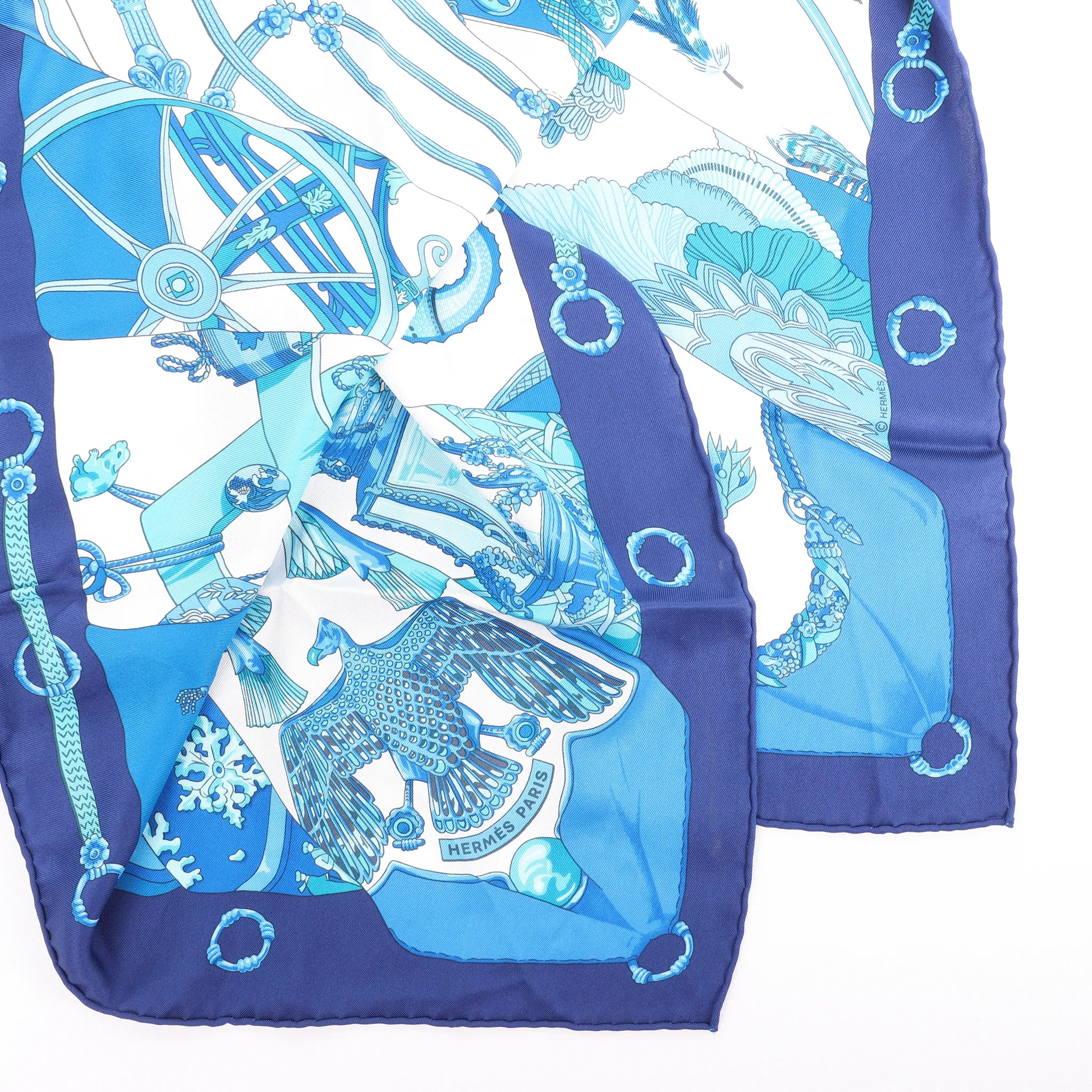 Hermès Carré 70 "soleil de soie" Silk handkerchief in Blue