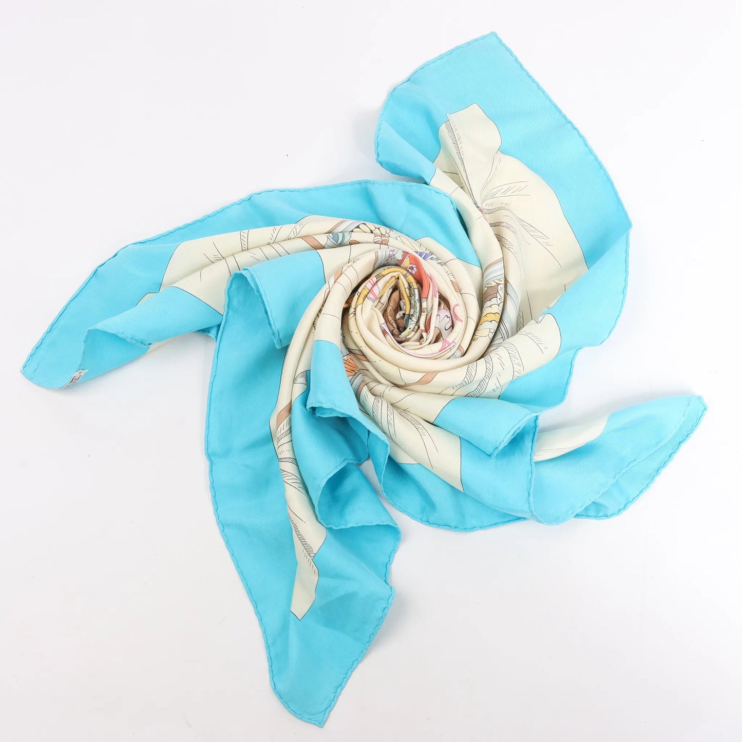 Hermès Carré 90 "A LA GLOIRE DE LA CUISINE FRANCAISE" Silk handkerchief in Blue