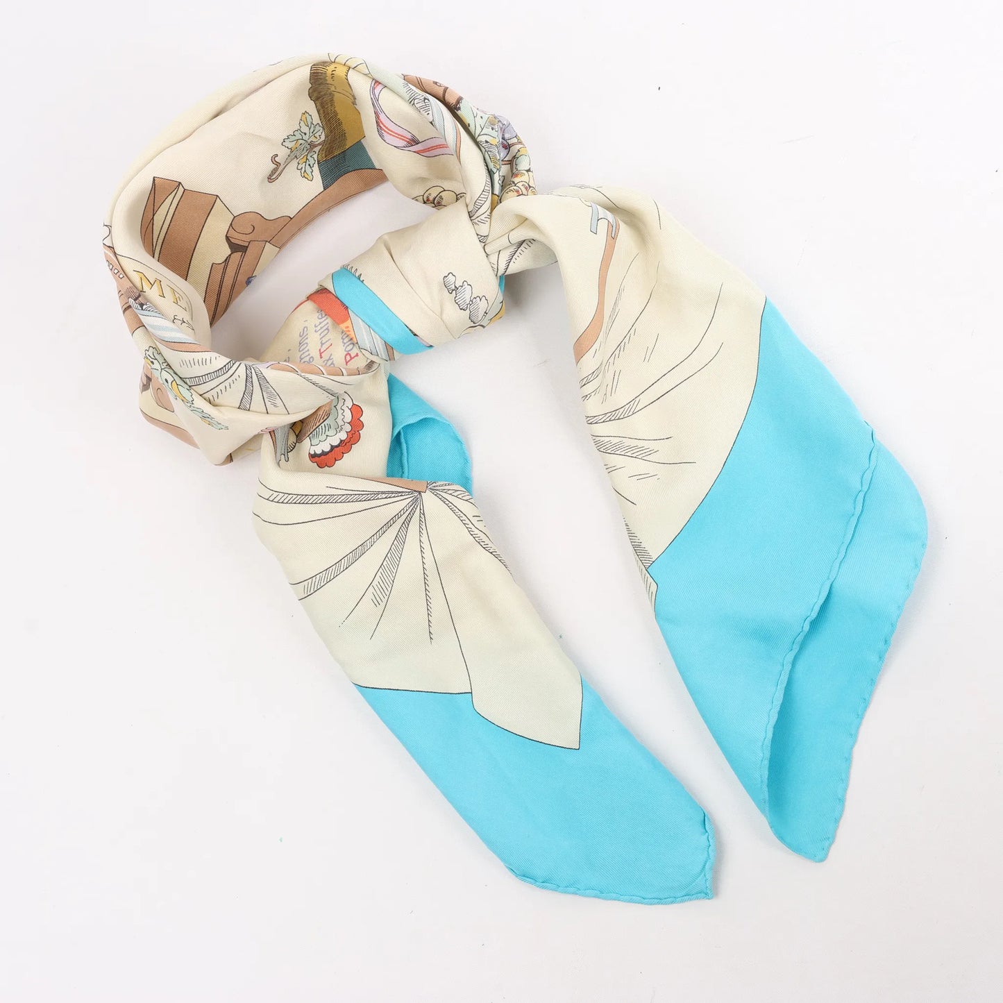 Hermès Carré 90 "A LA GLOIRE DE LA CUISINE FRANCAISE" Silk handkerchief in Blue