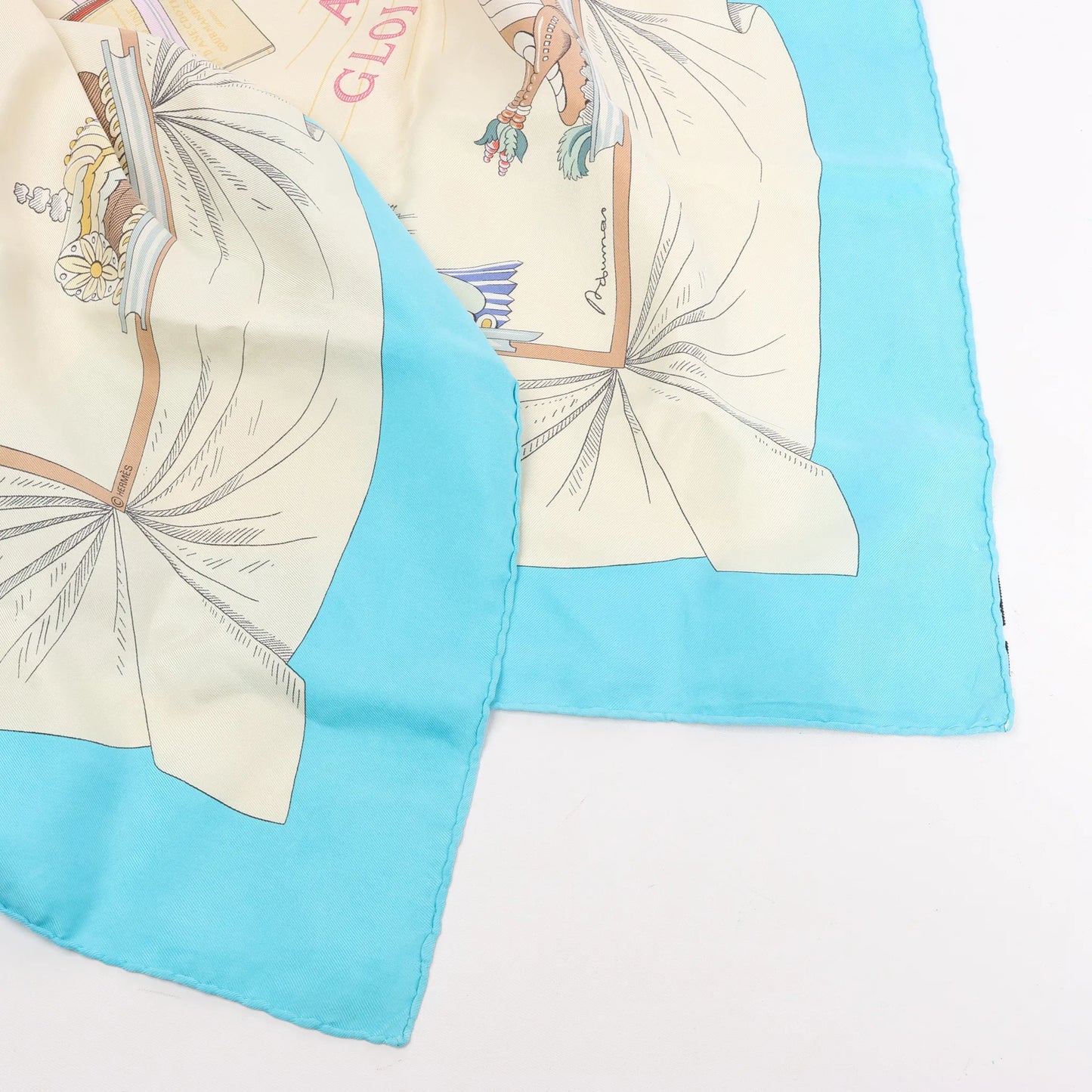 Hermès Carré 90 "A LA GLOIRE DE LA CUISINE FRANCAISE" Silk handkerchief in Blue