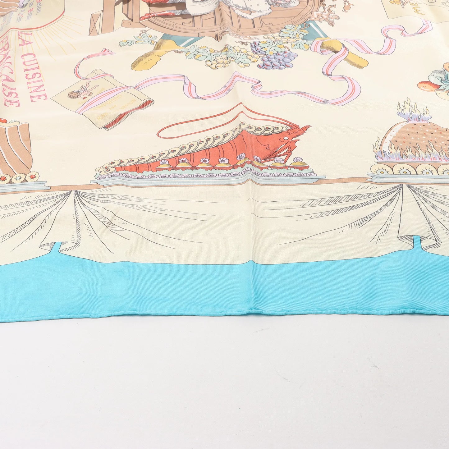 Hermès Carré 90 "A LA GLOIRE DE LA CUISINE FRANCAISE" Silk handkerchief in Blue