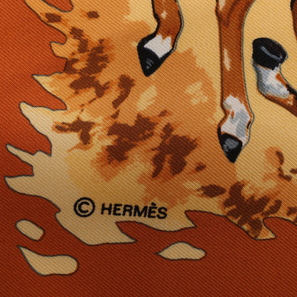 Hermès Carré 90 „AFRICA“ Seidentaschentuch in Braun