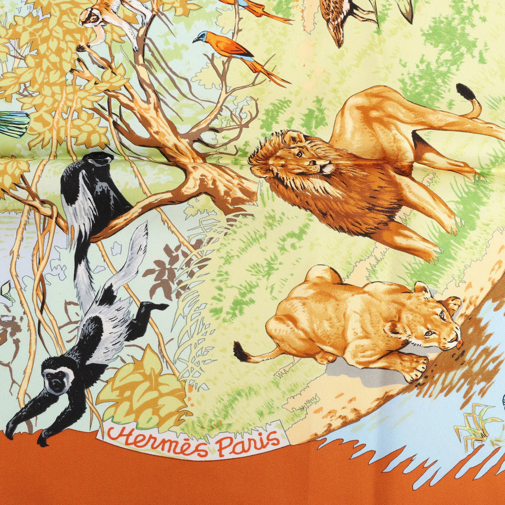 Hermès Carré 90 "AFRICA" Silk handkerchief in Brown