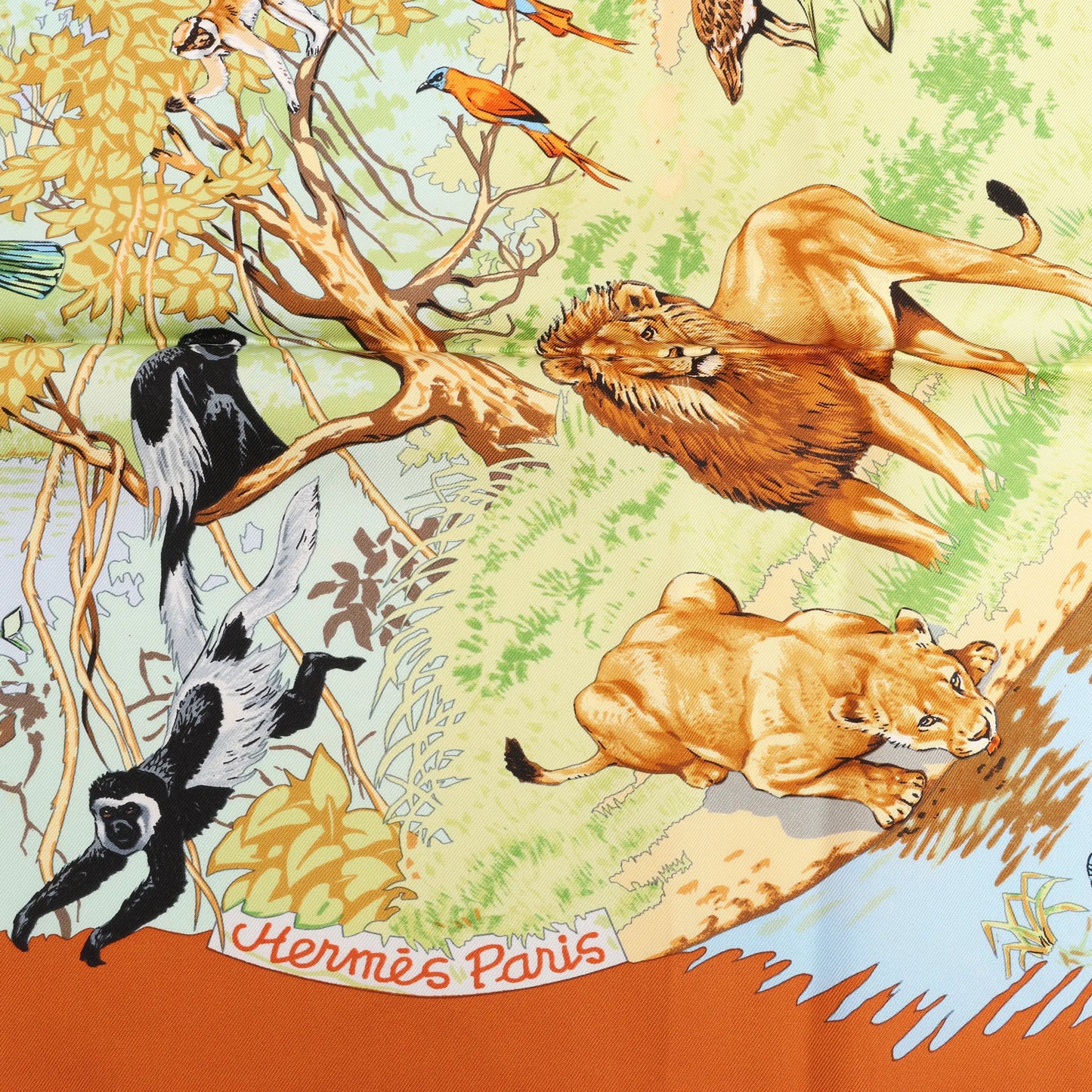 Hermès Carré 90 „AFRICA“ Seidentaschentuch in Braun