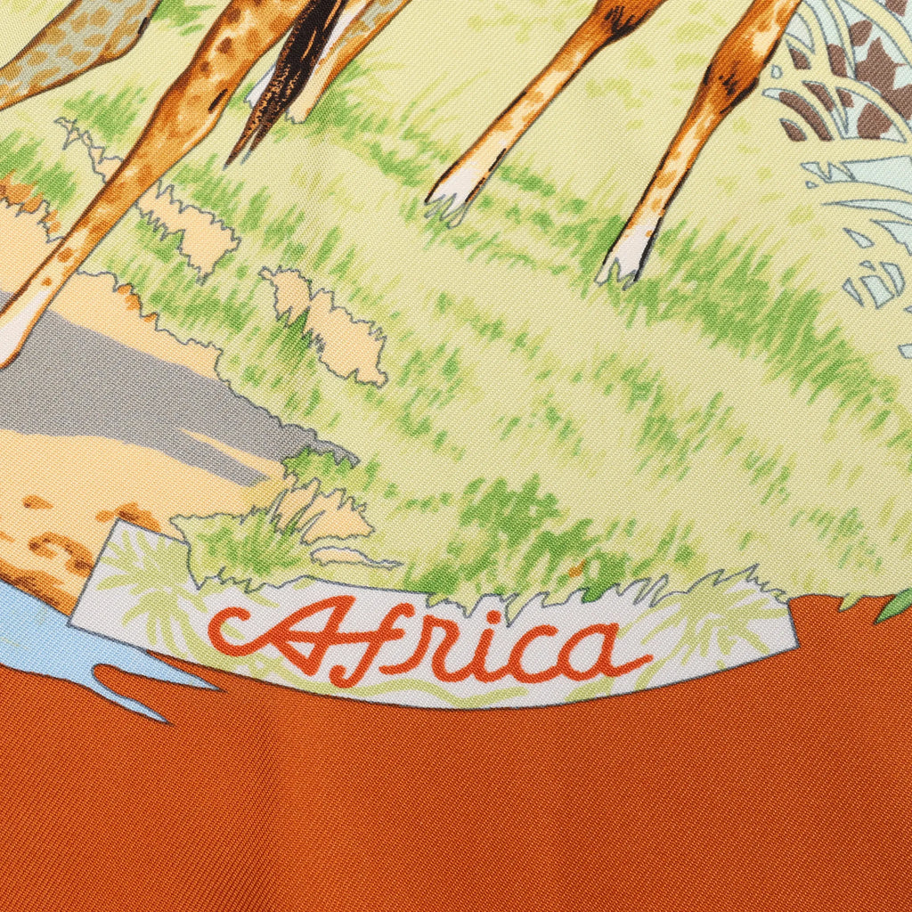 Hermès Carré 90 "AFRICA" Silk handkerchief in Brown