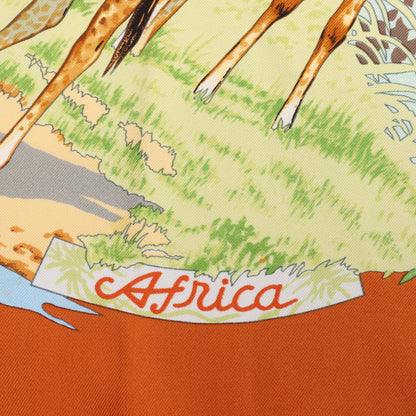 Hermès Carré 90 „AFRICA“ Seidentaschentuch in Braun