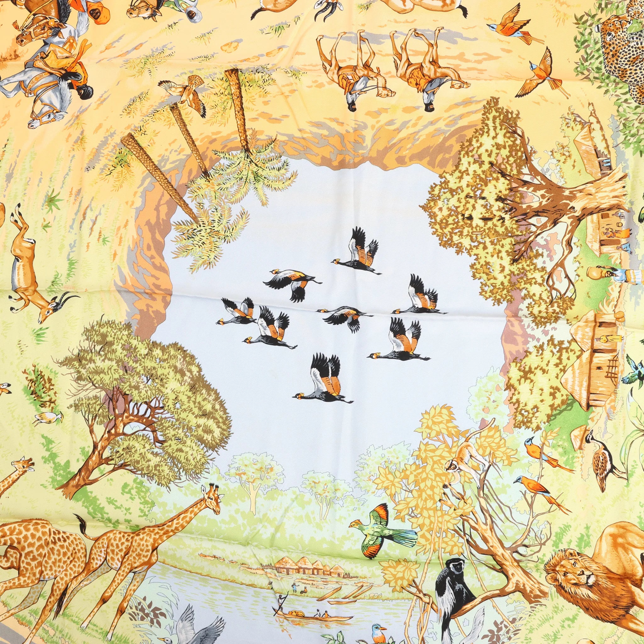 Hermès Carré 90 "AFRICA" Silk handkerchief in Brown
