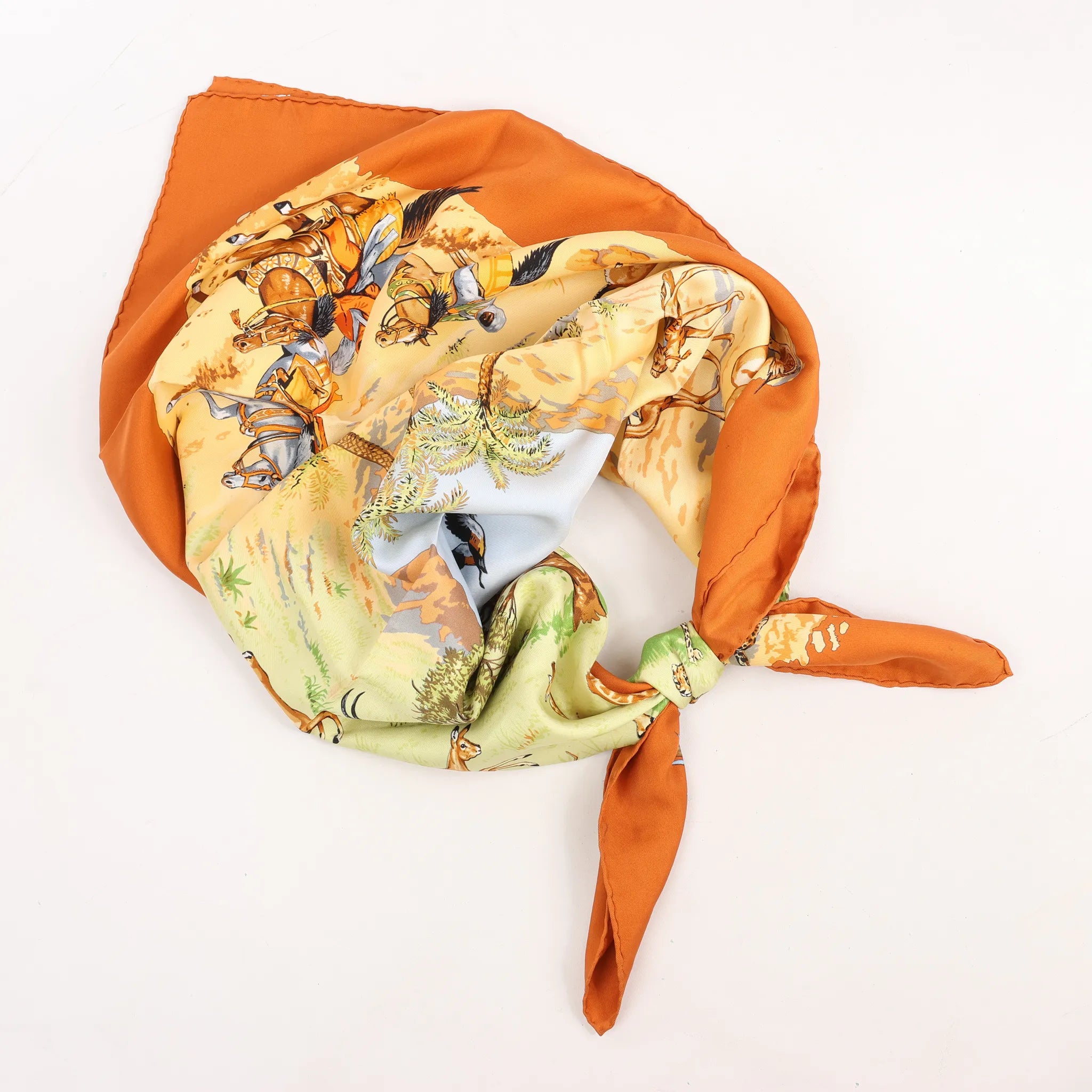 Hermès Carré 90 "AFRICA" Silk handkerchief in Brown
