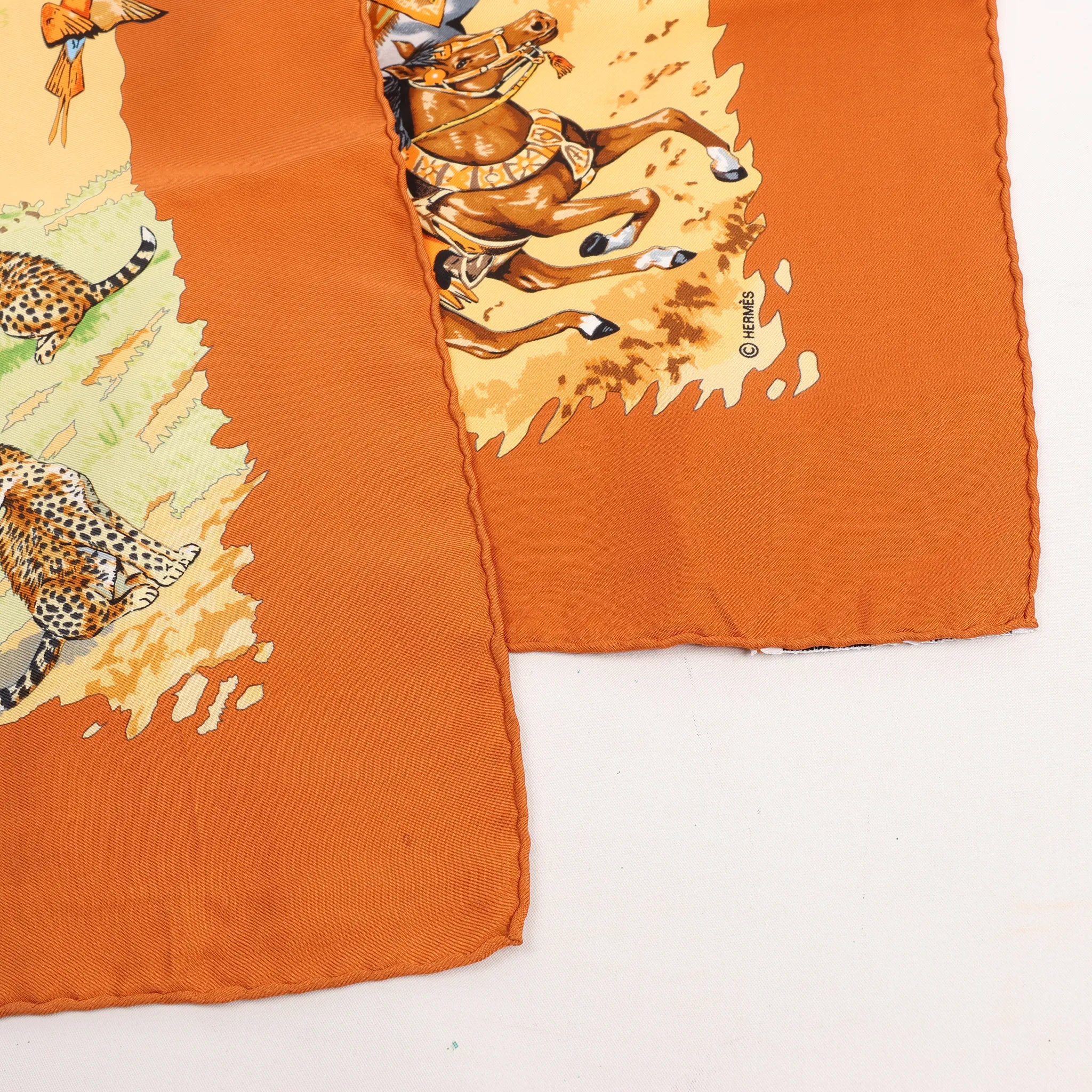 Hermès Carré 90 "AFRICA" Silk handkerchief in Brown