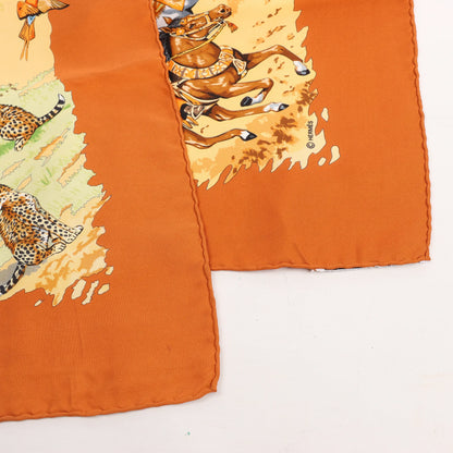 Hermès Carré 90 „AFRICA“ Seidentaschentuch in Braun