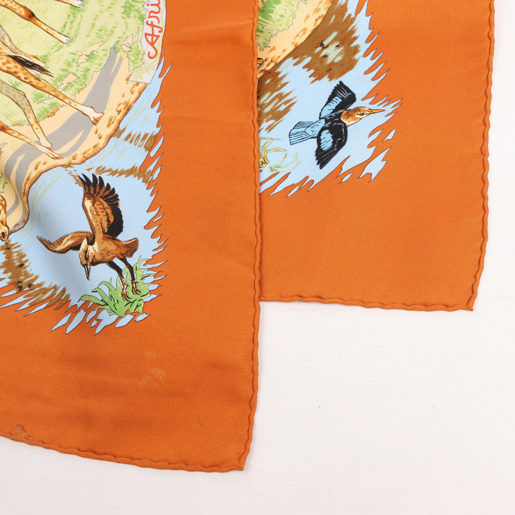 Hermès Carré 90 "AFRICA" Silk handkerchief in Brown