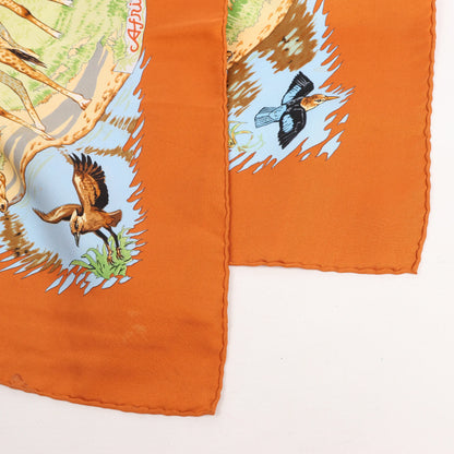 Hermès Carré 90 „AFRICA“ Seidentaschentuch in Braun