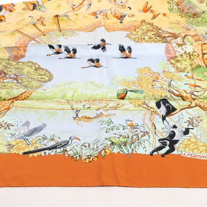 Hermès Carré 90 „AFRICA“ Seidentaschentuch in Braun