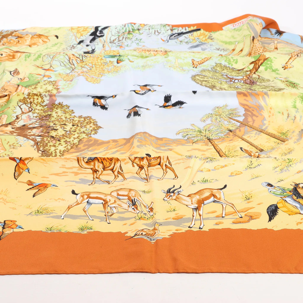 Hermès Carré 90 "AFRICA" Silk handkerchief in Brown