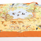 Hermès Carré 90 "AFRICA" Silk handkerchief in Brown