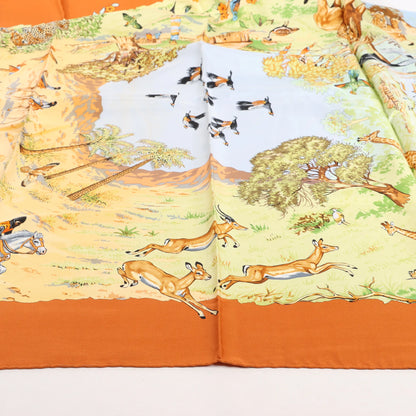 Hermès Carré 90 „AFRICA“ Seidentaschentuch in Braun