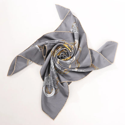 Hermès Carré 90 „ALLIANCES DU MONDE“ Seidentaschentuch in Grau