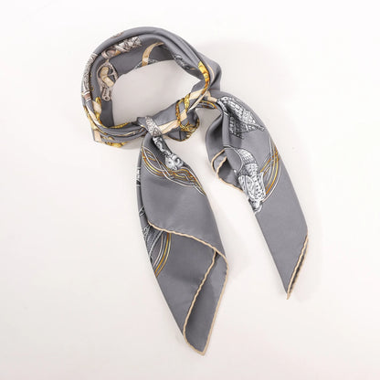 Hermès Carré 90 „ALLIANCES DU MONDE“ Seidentaschentuch in Grau