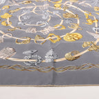 Hermès Carré 90 "ALLIANCES DU MONDE" Silk handkerchief in Gray