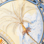 Hermès Carré 90 "ALOHA" Silk handkerchief in Navy Blue x Beige