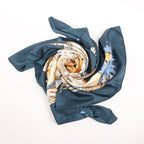 Hermès Carré 90 "ALOHA" Silk handkerchief in Navy Blue x Beige