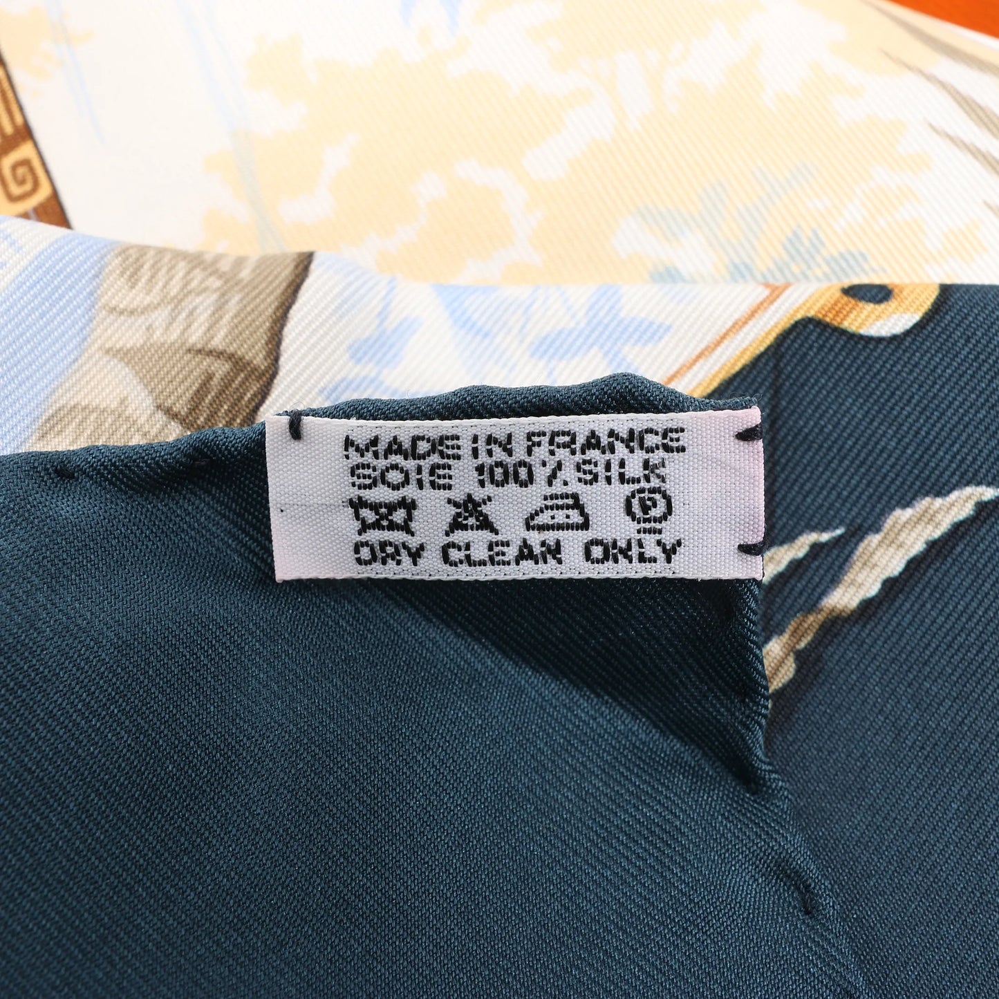 Hermès Carré 90 "ALOHA" Silk handkerchief in Navy Blue x Beige