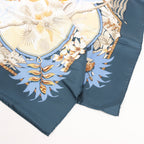 Hermès Carré 90 "ALOHA" Silk handkerchief in Navy Blue x Beige