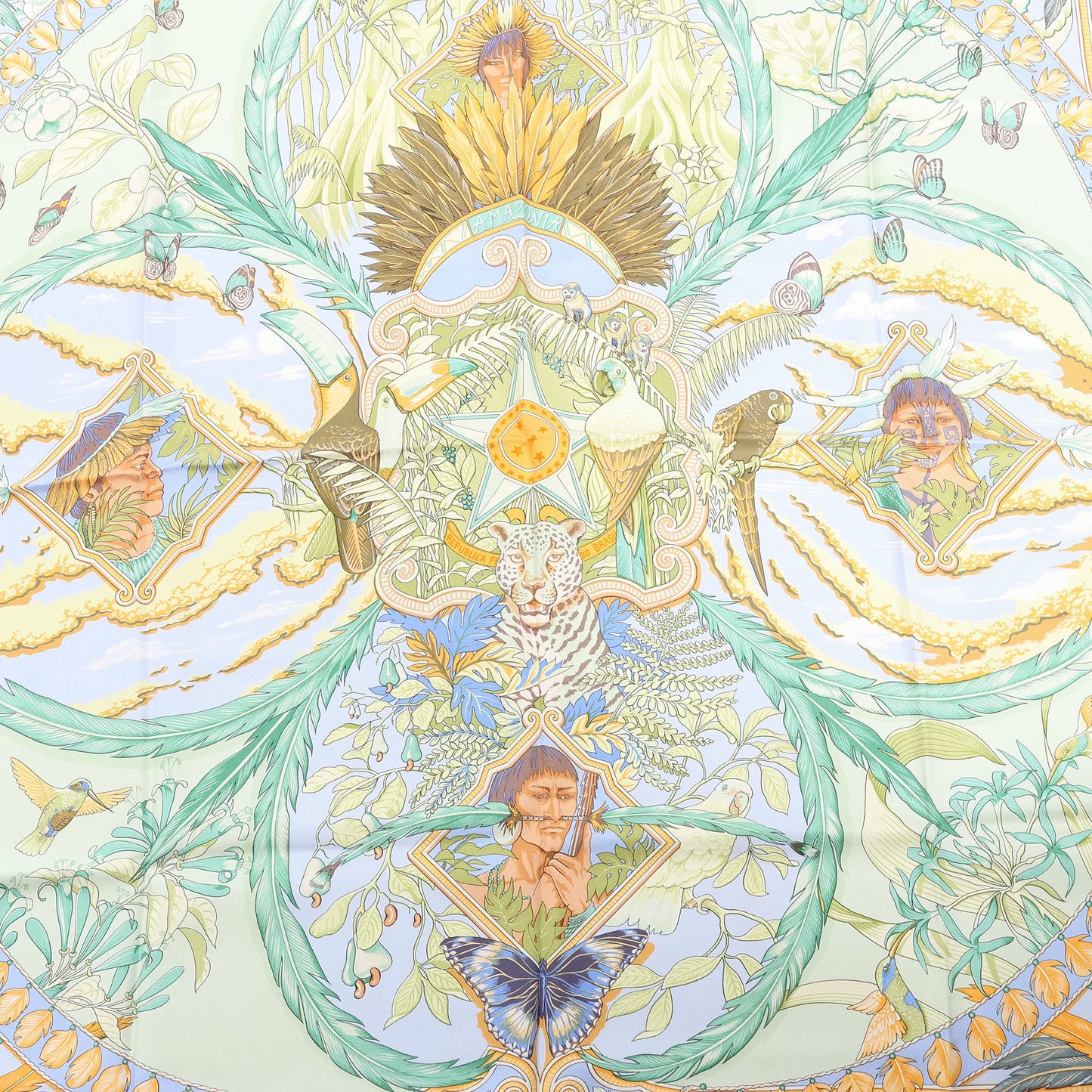 Hermès Carré 90 "AMAZONIA" Silk handkerchief in Blue