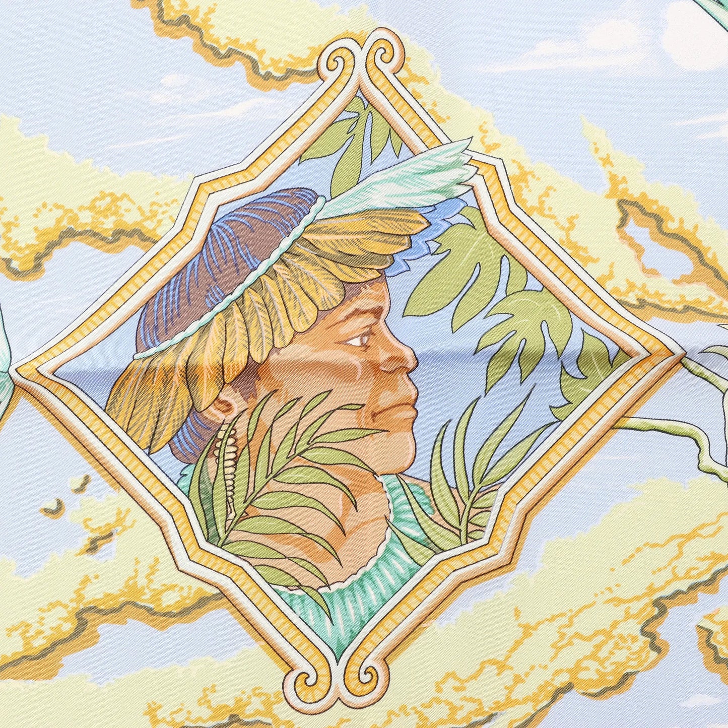 Hermès Carré 90 "AMAZONIA" Silk handkerchief in Blue