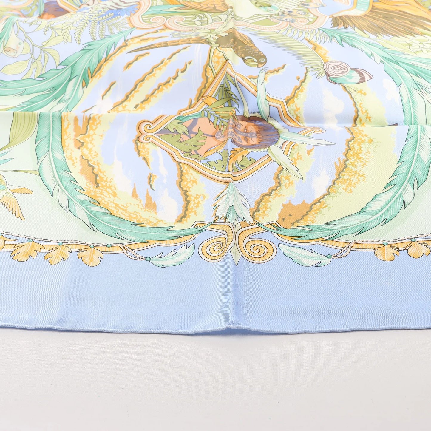 Hermès Carré 90 "AMAZONIA" Silk handkerchief in Blue