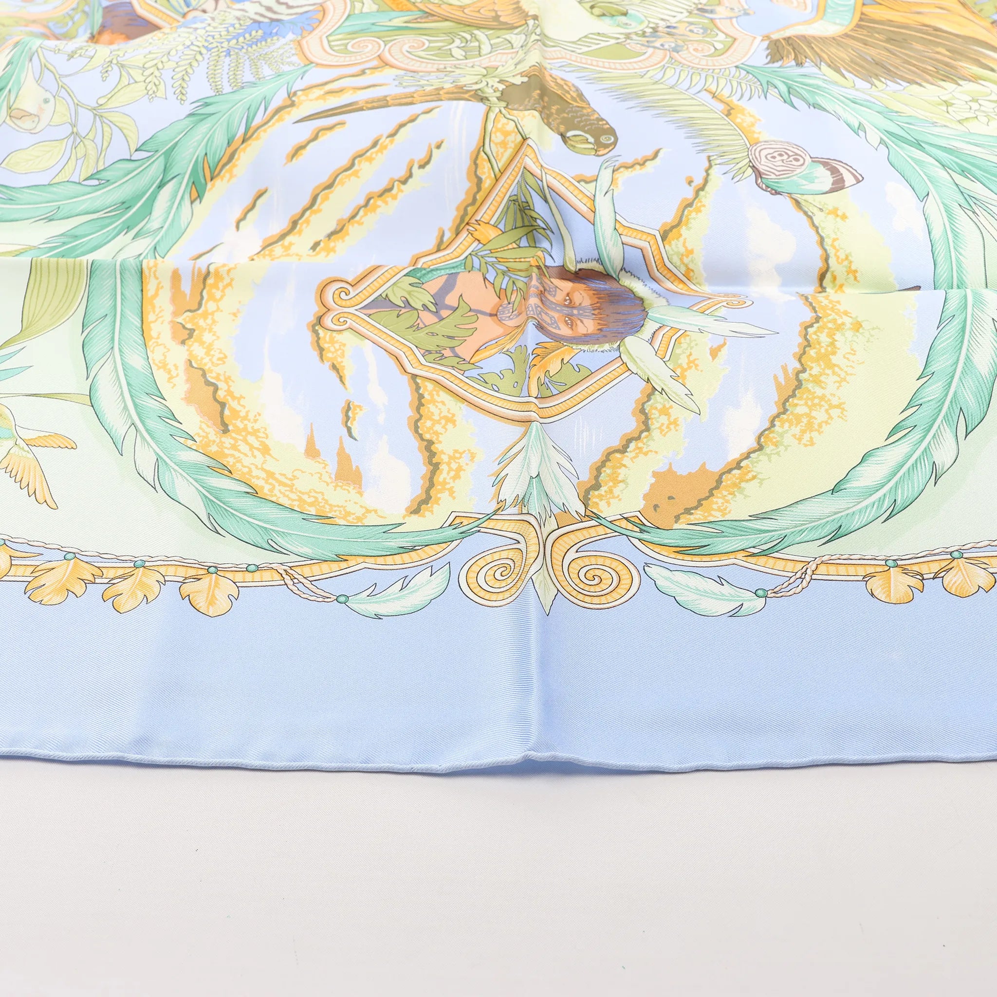 Hermès Carré 90 "AMAZONIA" Silk handkerchief in Blue
