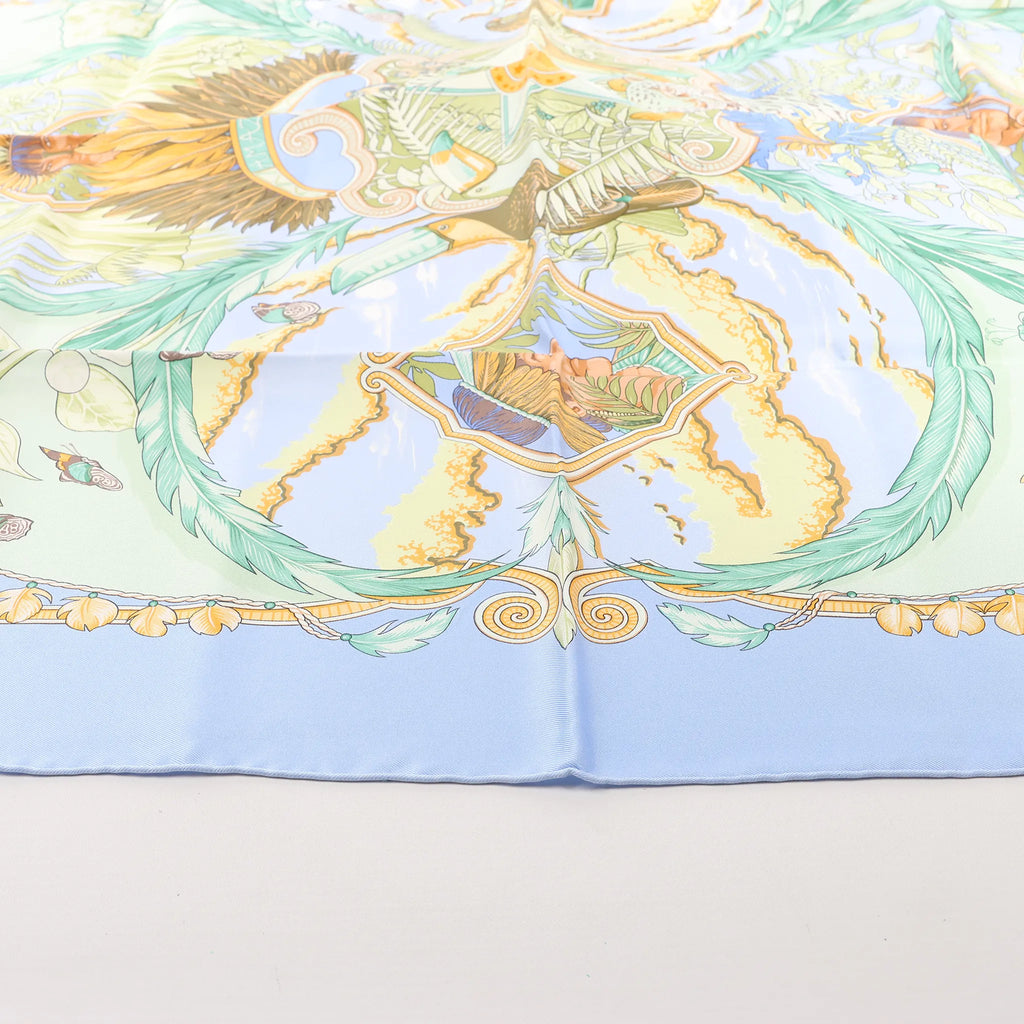 Hermès Carré 90 "AMAZONIA" Silk handkerchief in Blue