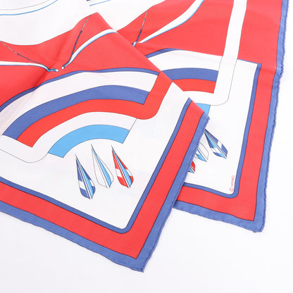 Carré Hermès Carré 90 « ARCS EN CIEL » 100 % soie rouge x bleu