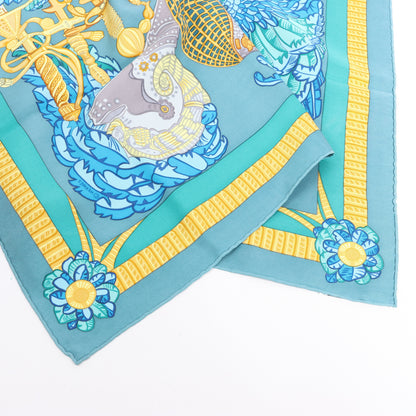 Hermès Carré 90 "ARMETS en PANACHE" Silk handkerchief in Green