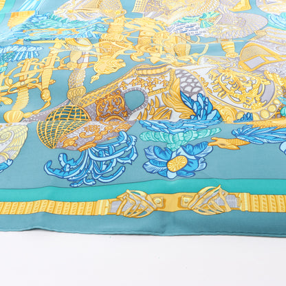 Hermès Carré 90 "ARMETS en PANACHE" Silk handkerchief in Green