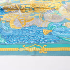 Hermès Carré 90 "ARMETS en PANACHE" Silk handkerchief in Green