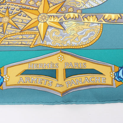Hermès Carré 90 "ARMETS en PANACHE" Silk handkerchief in Green