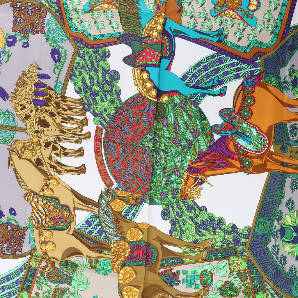 Hermès Carré 90 "Art des Steppes" Silk handkerchief in Blue